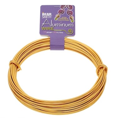 The Beadsmith Anodized Aluminum Wire 12 Gauge 39 feet Light Gold Color Bendable Craft Wire Used to Jewelry Making Wire Wrapping Sculpting Floral Modeling and Other DIY Arts Crafts