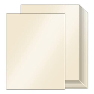 Goefun 100 Sheets Cream Shimmer Cardstock 85 x 11 Off White Paper 80lb Ivory Card Stock Printer Paper for Invitations Certificates Crafts Card Making