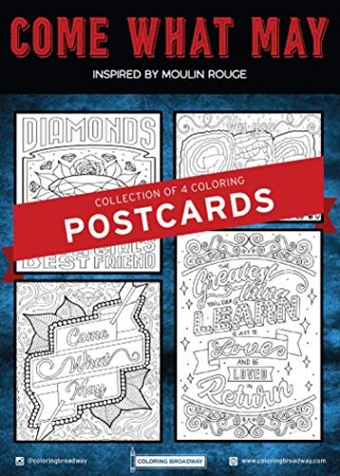 Coloring Broadway Moulin Rouge inspired Coloring Postcards Set of 4 Come What May Collection Broadway Musical Merchandise Ideal Gift for a Broadway Theater Lover