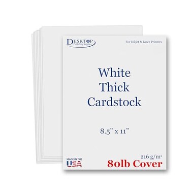 Desktop Publishing Heavyweight White Cardstock 85 x 11 Thick Paper for Printing InkjetLaser 80lb Cardstock 100 Sheets