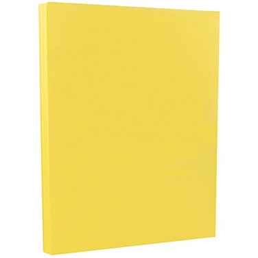 JAM Paper JAM PAPER Vellum Bristol 65lb Cardstock 85 x 11 Coverstock 147 gsm Yellow 50 SheetsPack