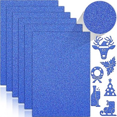Twavang 24 Sheets Blue Glitter Cardstock Paper A4 Premium Sparkly Paper for Scrapbook DIY Projects Party Decoration Gift Box Wrapping 250GSM92lb
