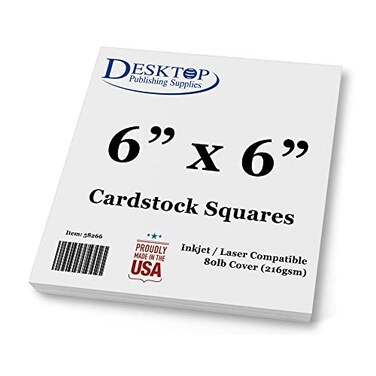 Desktop Publishing White Cardstock Squares Square Card Stock Paper Thick 80lb Cover For Spin Art Refill Scrapbooking Invitations Crafts 6 x 6 100 Pack