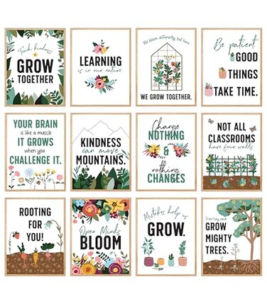 Carson Dellosa Grow Together 12pc Motivational Poster Set 85 x 11 Flowers Plants Nature Decor Classroom Posters for Bulletin Board Wall Decor Positive Affirmation