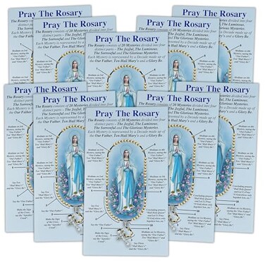 Needzo Pray The Rosary Pamphlets Instructional Booklet for Beginners Catholic Church Handouts 6 x 14 Inches Pack of 10