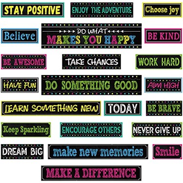 Tenare 22 Pieces Motivational Gallery Bulletin Board Decorations Confetti Shine Growth Positive Sayings Bulletin Board Borders for Home School Classroom Sweet Elementary Bulletin Wall Decoration