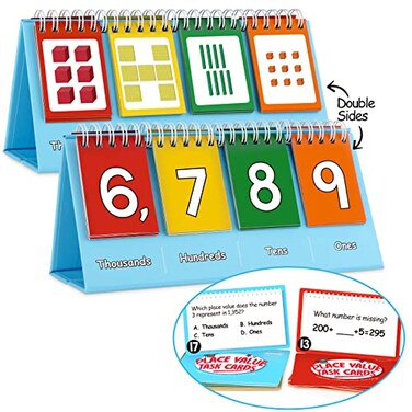 Aizweb Student Place Value Flip Chart Math Manipulatives K3 for Elementary Classroom DoubleSided with Whole Numbers and Base Ten Blocks