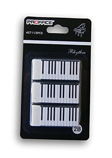 Classroom Supply Piano Keyboard Rectangle Erasers Pack Music Teachers Favors or Prizes Set of 3