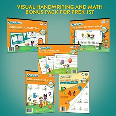 Channie's Channies AllinOne Visual Handwriting Math Workbook Set for PreKindergarten 1st Grade Elementary School Students 5 Pack
