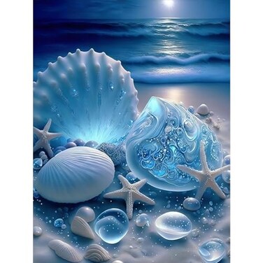 bleihum Diamond Art Beach Ocean Diamond Painting Kits for Adults DIY 5D Gem Arts and Crafts for Adults12x16 Inch