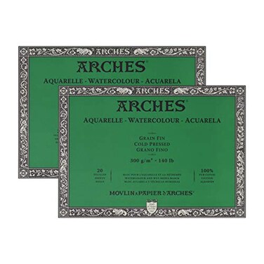 Arches Watercolor Paper Block Cold Press 9 x 12 140 Pound Double Pack