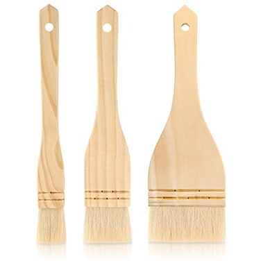 Patelai 3 Pieces Flat Hake Brushes for Watercolor Pottery Glaze Artist Ceramic Acrylic Painting Brushes Set