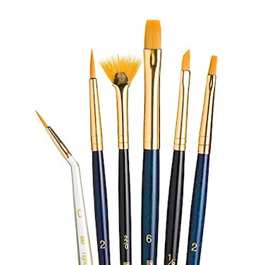 Princeton Art Princeton RealValue Brush Set Gold Taklon Dark Blue Handle 6 Piece 1 Count