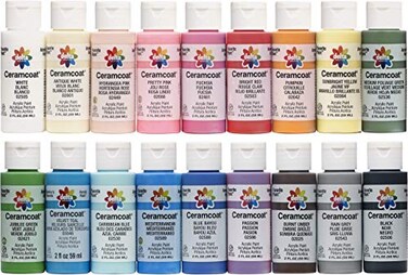 Delta Creative 18 Ceramcoat Acrylic Paint Set 2 oz Top Colors
