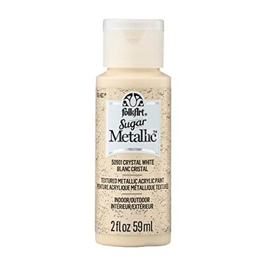 FolkArt Sugar Metallic Acrylic Craft Paint Crystal White 2 fl oz Textured Paint for Indoor and Outdoor DIY Arts and Crafts Projects 50901