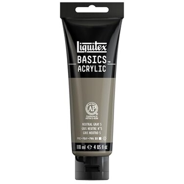Liquitex BASICS Acrylic Paint 118ml 4oz Tube Neutral Gray Value 5
