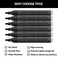 TFIVE Black Acrylic Paint Marker Pens 6 Pack Medium Tip Permanent Acrylic Markers Black Water Based Paint Pen for DIY Projects Rock Fabric Wood Leather Metal Ceramics Paper Glass Plastic