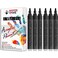TFIVE Black Acrylic Paint Marker Pens 6 Pack Medium Tip Permanent Acrylic Markers Black Water Based Paint Pen for DIY Projects Rock Fabric Wood Leather Metal Ceramics Paper Glass Plastic
