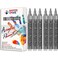 TFIVE Silver Acrylic Paint Marker Pens 6 Pack Medium Tip Permanent Acrylic Markers Silver Water Based Metallic Paint Pen for DIY Projects Rock Fabric Wood Leather Metal Ceramic Glass Plastic