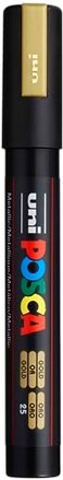 UNI uni POSCA PC5M WaterBased Paint Markers Reversible Medium Tip 1825mm Gold