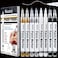 TZARROT White Paint Pen 8 Pack 07mm Acrylic Paint Pens with 2 White 2 Black 2 Gold 2 Silver Permanent Marker for Wood Rock Fabric Metal Plastic Ceramic Acrylic Markers Extra Fine Tip