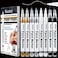 TZARROT White Paint Pen 8 Pack 07mm Acrylic Paint Pens with 2 White 2 Black 2 Gold 2 Silver Permanent Marker for Wood Rock Fabric Metal Plastic Ceramic Acrylic Markers Extra Fine Tip
