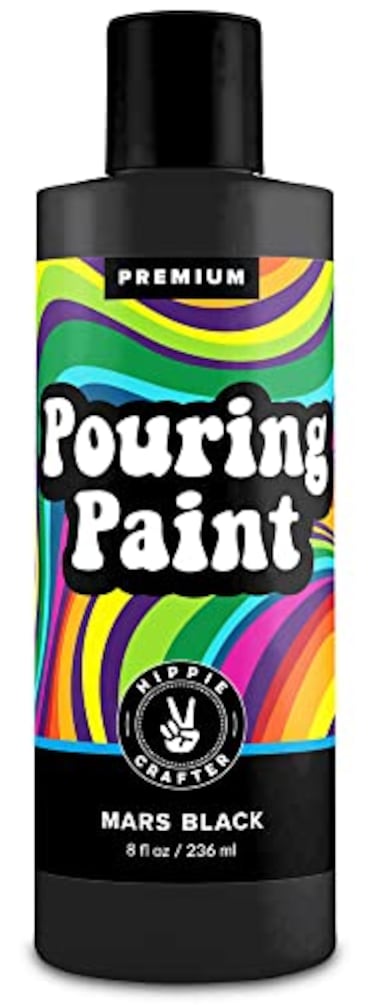 HIPPIE CRAFTER Black Acrylic Pouring Paint Mars Black 8oz 236ml Bottle for Pour Art and Flow Painting