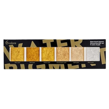 Japan keystone Golden Artistry 6 Metallic Watercolor Paints Including Lustrous Gold for Professional Artwork