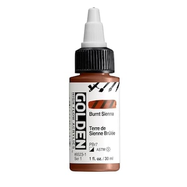 GOLDEN High Flow Acrylics Burnt Sienna 1 fl oz Bottle Professional Acrylic Paint SemiOpaque