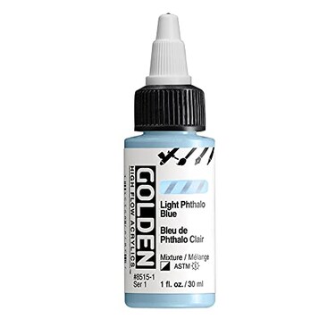 GOLDEN High Flow Acrylics Light Phthalo Blue 1 fl oz Bottle Professional Acrylic Paint SemiOpaque