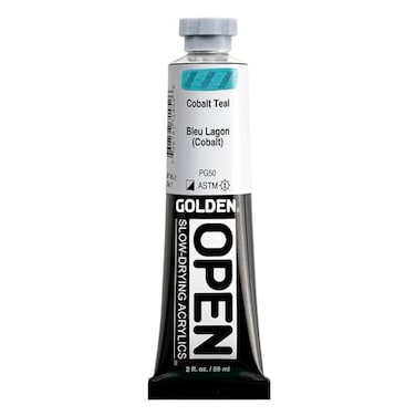 GOLDEN OPEN SlowDrying Acrylics Cobalt Teal 2 fl oz tube Professional Acrylic Paint SemiOpaque