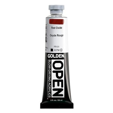 GOLDEN OPEN SlowDrying Acrylics Red Oxide 2 fl oz tube Professional Acrylic Paint Opaque