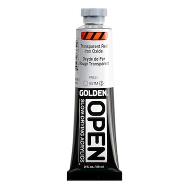 GOLDEN OPEN SlowDrying Acrylics Trans Red Iron Oxide 2 fl oz tube Professional Acrylic Paint Transparent