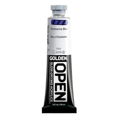 GOLDEN OPEN SlowDrying Acrylics Ultramarine Blue 2 fl oz tube Professional Acrylic Paint SemiTransparent