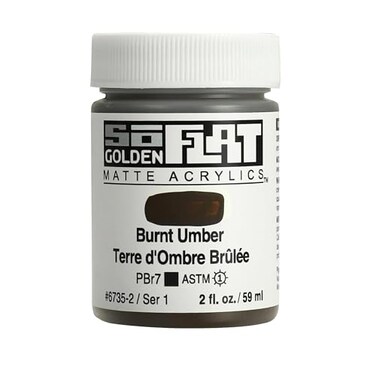 GOLDEN SoFlat Matte Acrylics Burnt Umber 2 fl oz Jar Professional Acrylic Paint Opaque