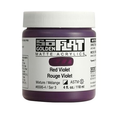 GOLDEN SoFlat Matte Acrylics Red Violet 4 fl oz Jar Professional Acrylic Paint SemiOpaque