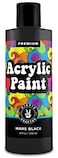 HIPPIE CRAFTER Black Acrylic Paint Premium Mars Black 8oz 236ml Bottle for Canvas and Outdoor Painting