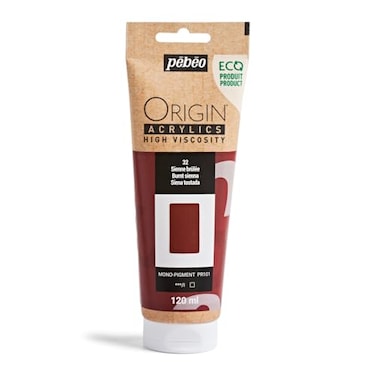 PEBEO Origin Ecodesigned Highviscosity Acrylic Paint High Pigment Concentration for Intense Color and Excellent Lightfastness 405 Fluid Ounces 120 ml Tube Burnt Sienna
