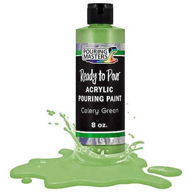 Pouring Masters POURING MASTERS Celery Green Acrylic Ready to Pour Pouring Paint Premium 8Ounce PreMixed WaterBased for Canvas Wood Paper Crafts Tile Rocks and More