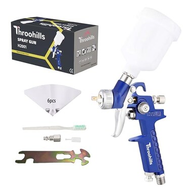 Throohills General Purpose Touch Up Spray Gun Air Paint Sprayer with 08mm Nozzle 125cc Cup and 6Pcs Paint Strainers