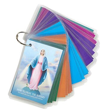 Needzo How to Pray the Rosary Laminated Catholic Prayer Cards Set for Kids 4 12 Inch