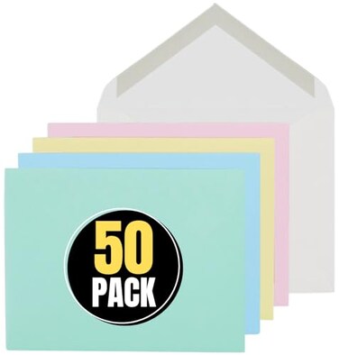 1InTheOffice A2 Envelopes Colored Envelopes Invitation Envelope Quarter Fold 4 38 x 5 34 50Box