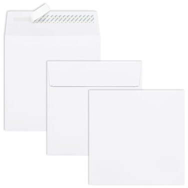 EnDoc 6x6 White Square Envelopes Self Seal 25 Pack HeavyDuty 28lb Paper Invitation Envelopes for Wedding Card Invitations Christmas Greetings Party Photos CD DVD