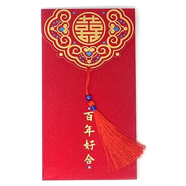 Honbay 10PCS 88x16cm346x63inch Glitter Chinese Red Envelopes Lucky HongBao Money Pockets for Wedding A