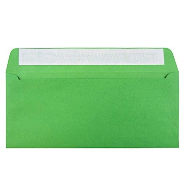 JAM Paper JAM PAPER 10 Business Colored Envelopes with Peel and Seal Closure 4 18 x 9 12 Green Recycled 50Pack