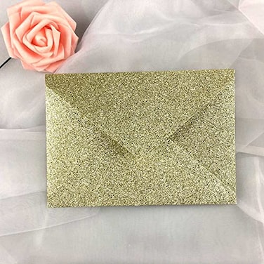 Lucky Star 25 PCS A7 Light Gold Sparkle Glitter Envelopes535 x 77 inches Perfect for 5x7 WeddingsInvitation CardsBirthday Greeting Invite