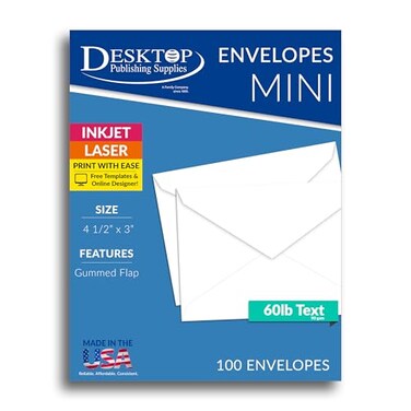 Desktop Publishing Mini Envelopes 4 12 x 3 White 100 Envelopes