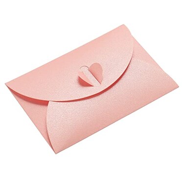 PATIKIL Mini Envelopes 24 Pack Heart Clasp Tiny Items Storage Cute Present Card Holder for Wedding Greeting Party Pink