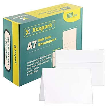 Xxcxpark Blank White Cards100 Qty 525 x 725 inches Printable A7 Envelopes 100 Qty Folded Cards DIY Greeting Cards for Invitations Birthday Photos Documents Wedding