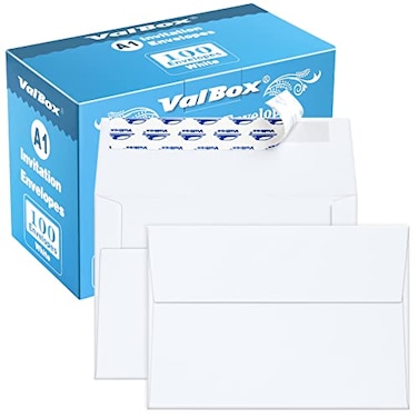ValBox A1 Invitation Envelopes 100 Qty 35 x 5 White Envelopes Self Seal for Invitations Wedding Baby Shower Small Gift Cards Thank You Notes RSVP 5125 x 3625 Inches